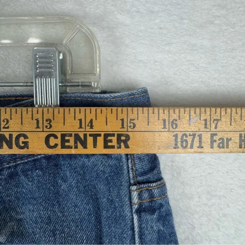 Vintage 80's Levi's 501xx‎ Button Fly Dark Wash Slight Distress Rigid Size 34x33